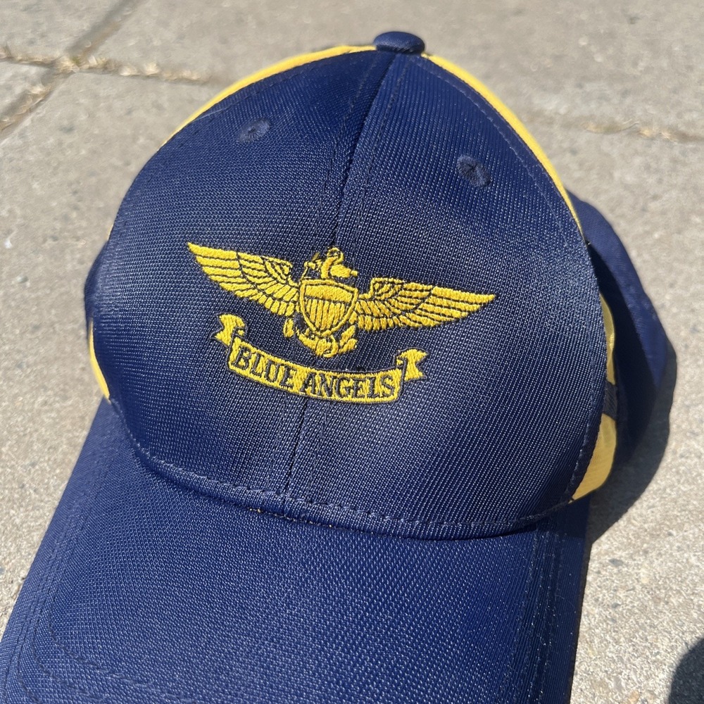Blue Angels Hat Cap Snap Back Mens Blue Yellow Boeing Aviation Air Show